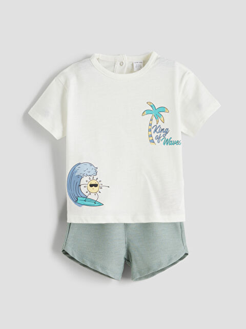 LCW baby Baskılı Erkek Bebek Tişört ve Şort 2'li - S5RT57Z1-FDU