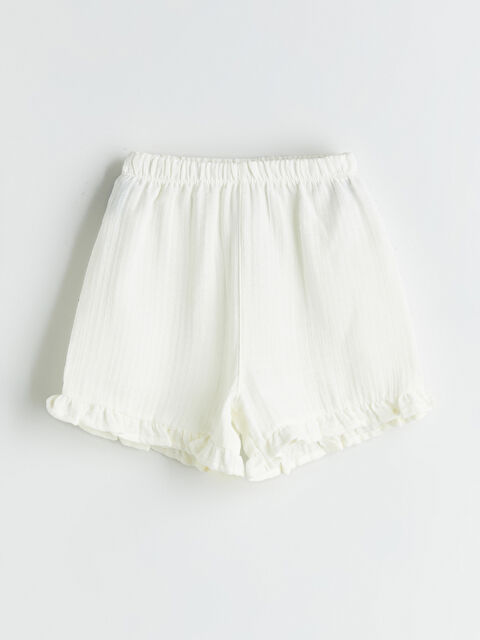 LCW Kids Beli Lastikli Fırfır Detaylı Kız Çocuk Şort - S5RT77Z1-Q6K