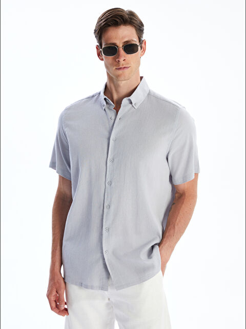 SOUTHBLUE Regular Fit Kısa Kollu Keten Görünümlü Erkek Gömlek - S5RT79Z8-18Y