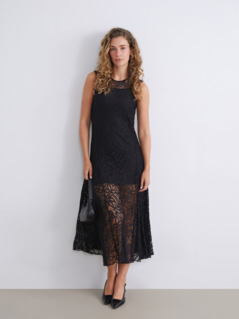 LCWAIKIKI Classic Bisiklet Yaka Dantelli Elbise - S5RT91Z8-CVL