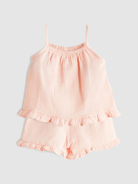 LCW Kids Nakışlı Kız Çocuk Bluz ve Şort 2'li - S5RU02Z1-G6S