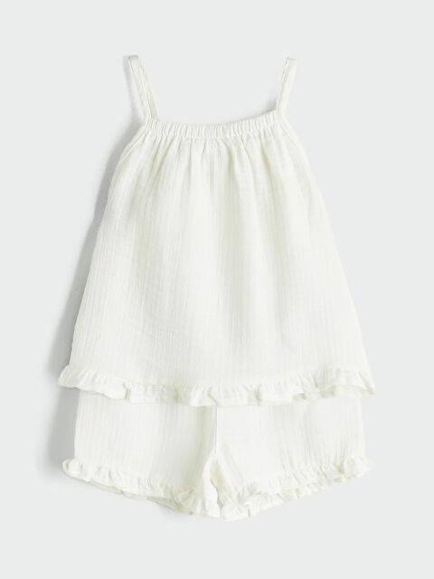 LCW Kids Nakışlı Kız Çocuk Bluz ve Şort 2'li - S5RU02Z1-Q6K