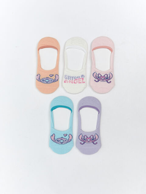 LCW Kids Stitch ve Angel Desenli Kız Çocuk Babet Çorap 5'li - S5RU51Z4-J3A