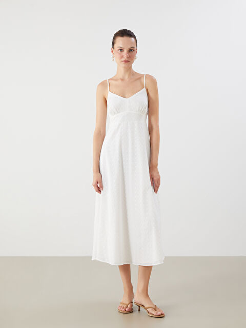 LCW Vision Ajurlu Askılı Belden Oturtmalı Brode Elbise - S5RU58Z8-R9J