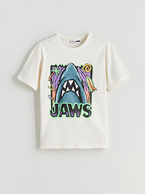 LCW Kids Bisiklet Yaka Jaws Baskılı Penye Erkek Çocuk Tişört - S5RU98Z4-R9J