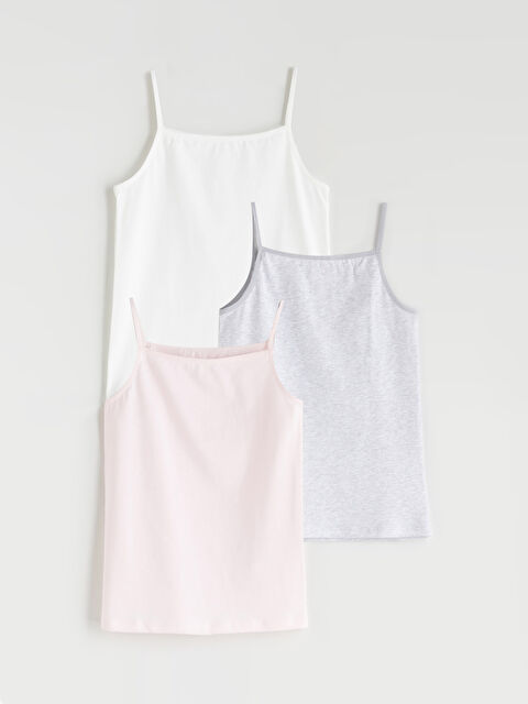 LCW Kids Kare Yaka Kız Çocuk Atlet 3'lü - S5RV76Z4-FDU