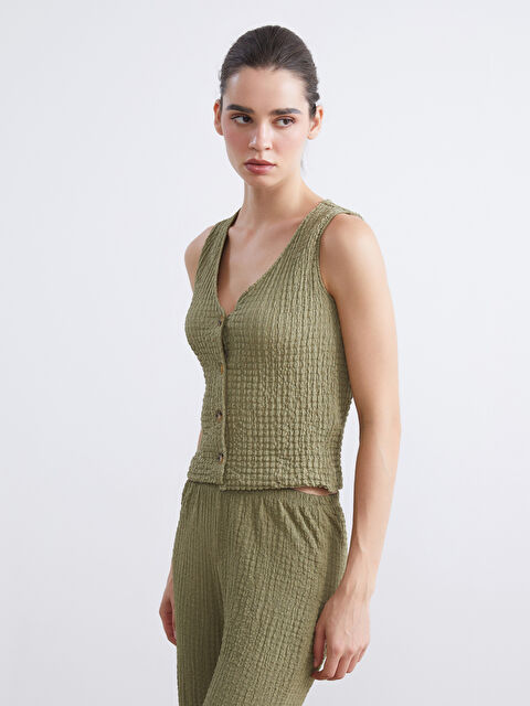 LCW Vision V Yaka Dokulu Kadın Yelek - S5RY03Z8-GVK