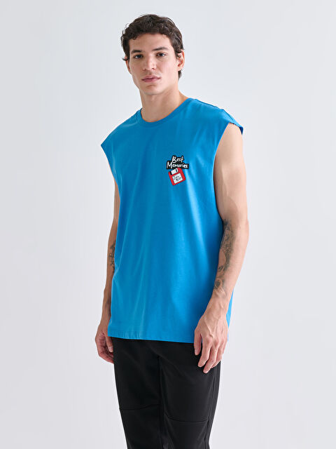 XSIDE Bisiklet Yaka Baskılı Penye Erkek Kolsuz Tişört - S5RY28Z8-ZSZ