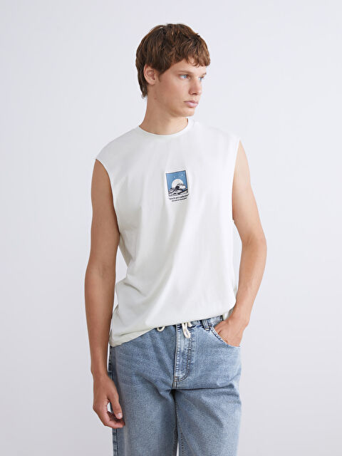 XSIDE Bisiklet Yaka Baskılı Penye Erkek Kolsuz Tişört - S5RY30Z8-8HR