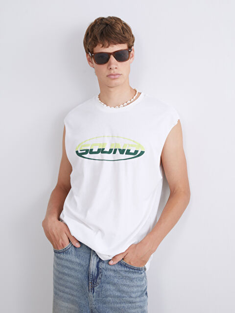 XSIDE Bisiklet Yaka Baskılı Erkek Kolsuz Tişört - S5RY31Z8-R9J