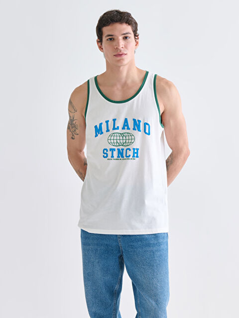 XSIDE Bisiklet Yaka Baskılı Erkek Kolsuz Tişört - S5RY34Z8-R9J