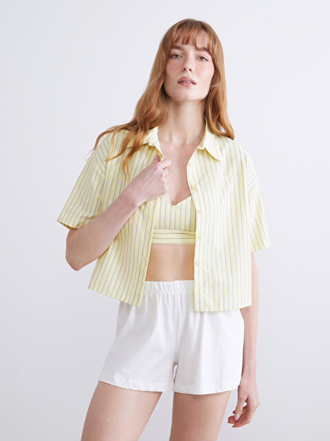 LCW DREAM Çizgili Kadın Pijama Üstü ve Büstiyer 2'li - S5RY53Z8-LJZ