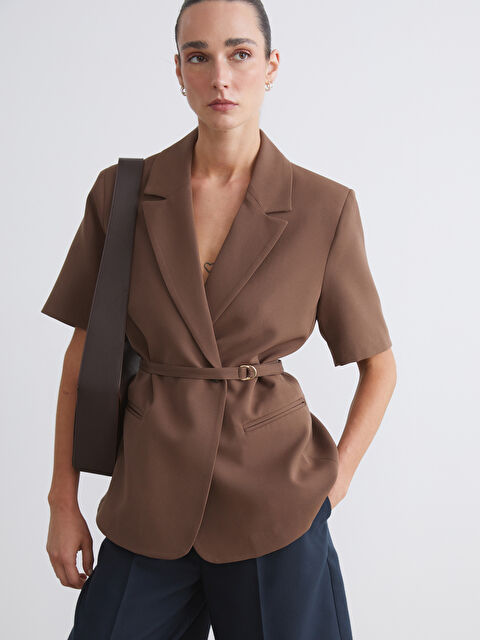 LCWAIKIKI Classic Beli Kemerli Kadın Blazer Ceket - S5RY54Z8-1J0