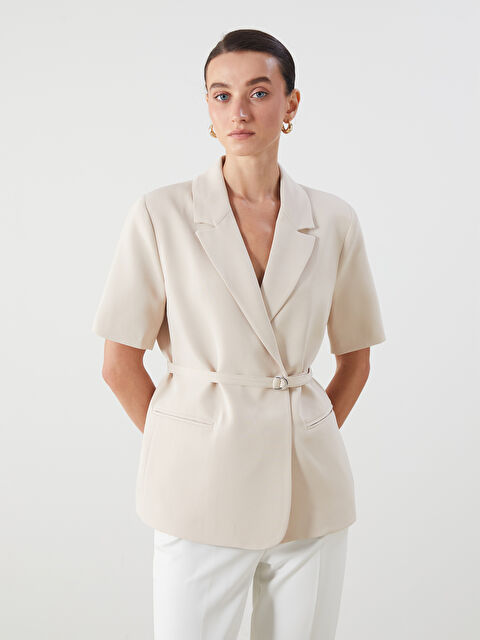 LCWAIKIKI Classic Beli Kemerli Kadın Blazer Ceket - S5RY54Z8-CWP