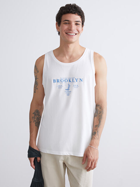 XSIDE Bisiklet Yaka Baskılı Erkek Kolsuz Tişört - S5RY66Z8-R9J