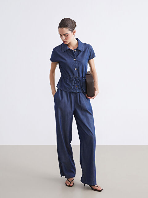 Natuvera Beli Lastikli Wideleg Kadın Jean Pantolon - S5RY74Z8-YZA