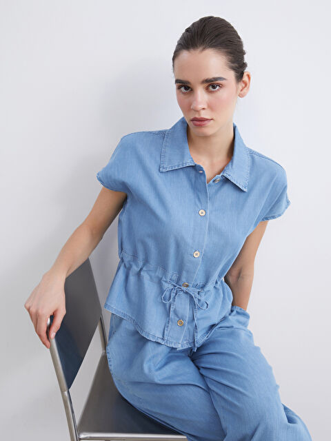 Natuvera Gömlek Yaka Kadın Jean Yelek - S5RY95Z8-507