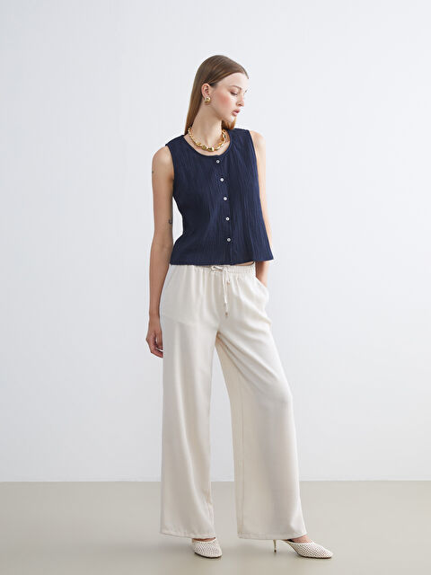 LCW Vision Beli Lastikli Geniş Paça Kadın Pantolon - S5S048Z8-JRB