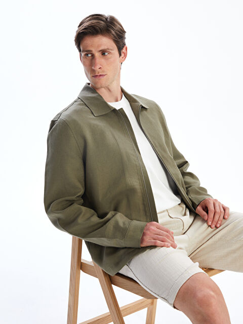 SOUTHBLUE Standart Kalıp Gömlek Yaka %100 Keten Erkek Ceket - S5S050Z8-HDQ