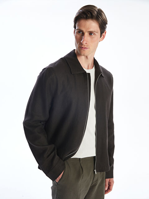 SOUTHBLUE Standart Kalıp Gömlek Yaka %100 Keten Erkek Ceket - S5S050Z8-HDW