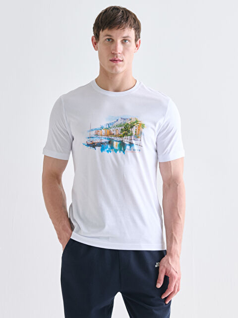 LCWAIKIKI Classic Bisiklet Yaka Baskılı Penye Erkek Tişört - S5S085Z8-Q6K