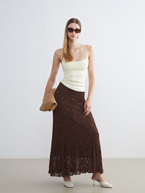 LCW Vision Beli Lastikli Dantelli Etek - S5S115Z8-HDT