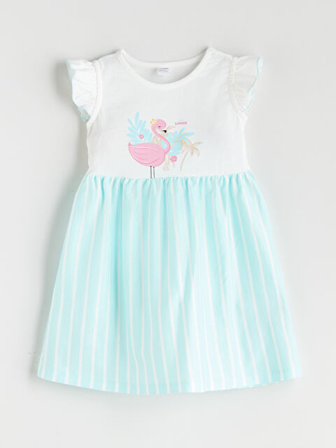 LCW Kids Bisiklet Yaka Baskılı Kız Çocuk Elbise - S5S166Z1-R9J