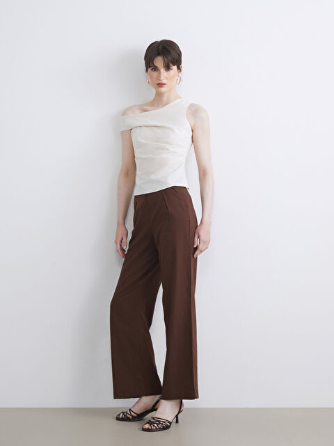 Soulife Keten Karışımlı Kadın Pileli Pantolon - S5S202Z8-CXL