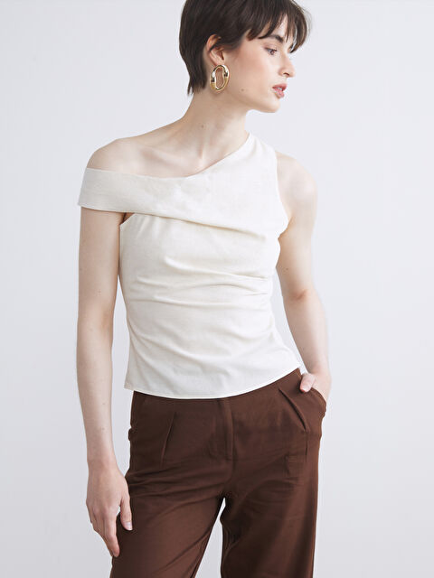 Soulife Tek Omuz Keten Karışımlı Bluz - S5S205Z8-HZZ