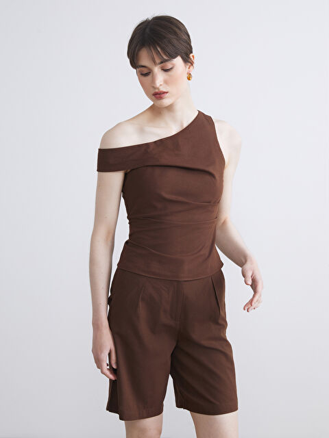 Soulife Tek Omuz Keten Karışımlı Bluz - S5S205Z8-J0W