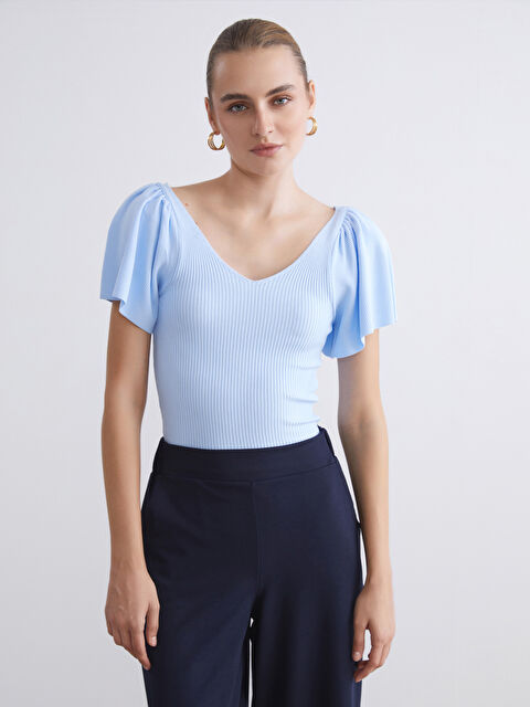 LCWAIKIKI Classic V Yaka Kadın Triko Kazak - S5S223Z8-15P