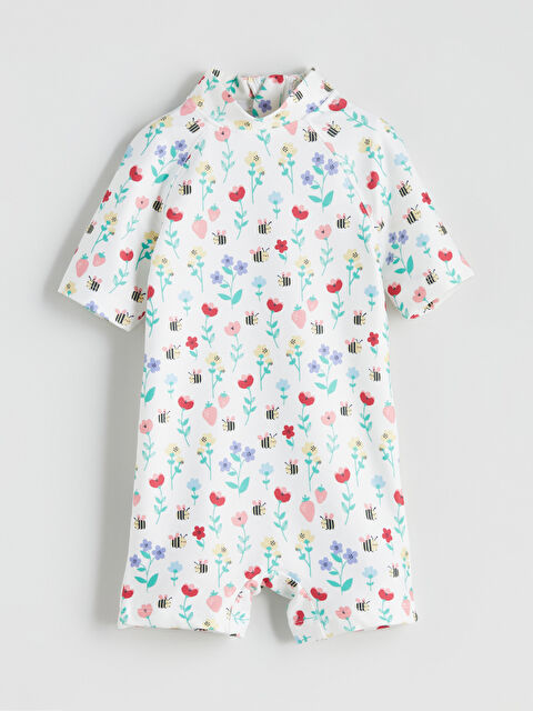 LCW Kids Bisiklet Yaka Çiçekli Kız Bebek Mayo - S5S234Z1-LU7