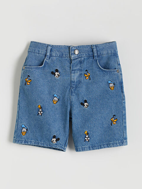 LCW Kids Mickey ve Arkadaşları Nakışlı Erkek Çocuk Jean Şort - S5S241Z1-563