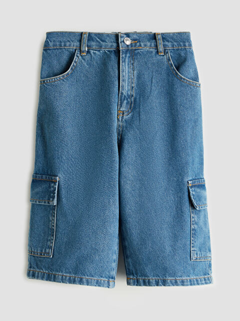 LCW Kids Beli Lastikli Erkek Çocuk Kargo Jean Şort - S5S291Z4-309