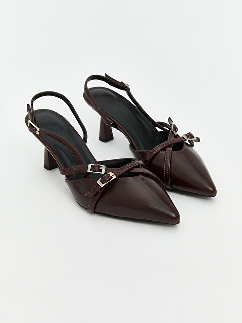 LCW STEPS Deri Görünümlü Sivri Burun Kadın Topuklu Ayakkabı - S5S385Z8-JEX