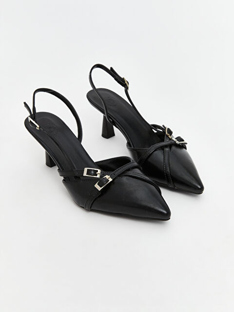 LCW STEPS Deri Görünümlü Sivri Burun Kadın Topuklu Ayakkabı - S5S385Z8-HUC