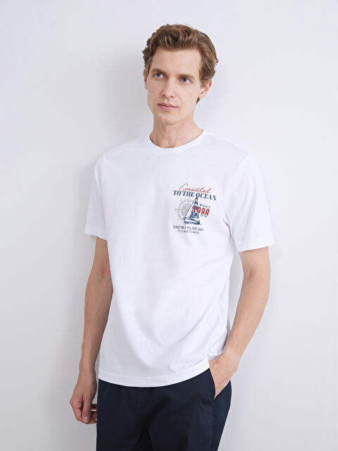 LCWAIKIKI Classic Bisiklet Yaka Baskılı Penye Erkek Tişört - S5S394Z8-Q6K