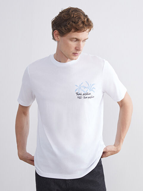 LCWAIKIKI Classic Bisiklet Yaka Baskılı Penye Erkek Tişört - S5S395Z8-Q6K