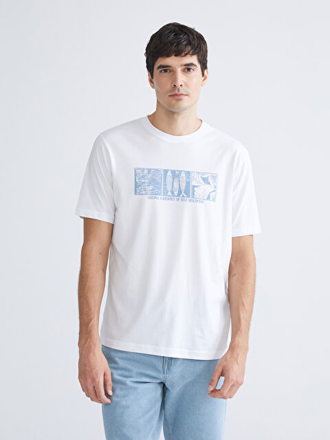 LCWAIKIKI Classic Bisiklet Yaka Baskılı Penye Erkek Tişört - S5S396Z8-Q6K