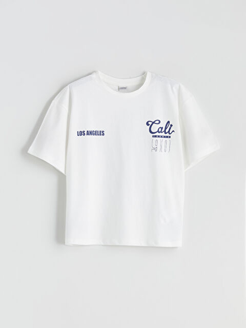 LCW Kids Bisiklet Yaka Baskılı Kız Çocuk Tişört