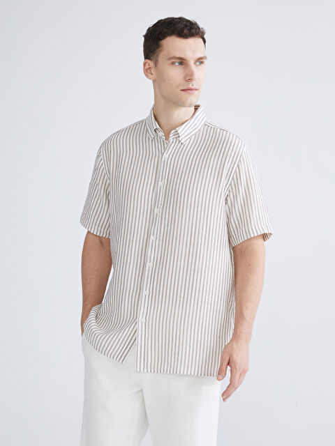 SOUTHBLUE Regular Fit Kısa Kollu Çizgili Müslin Erkek Gömlek - S5S445Z8-LEW