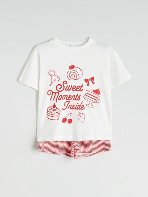 LCW Kids Bisiklet Yaka Kız Çocuk Şortlu Pijama Takımı - S5S470Z4-FFB