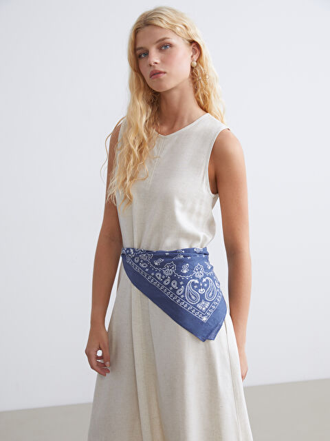 XSIDE Bisiklet Yaka A Kesim Keten Karışımlı Elbise - S5S475Z8-1D3