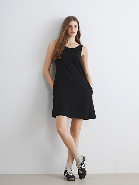 XSIDE U Yaka A Kesim Keten Karışımlı Elbise - S5S476Z8-CVL