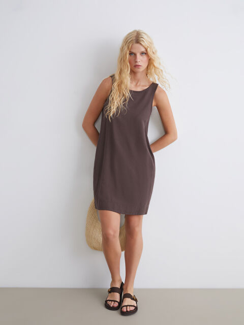 XSIDE U Yaka A Kesim Keten Karışımlı Elbise - S5S476Z8-D2N