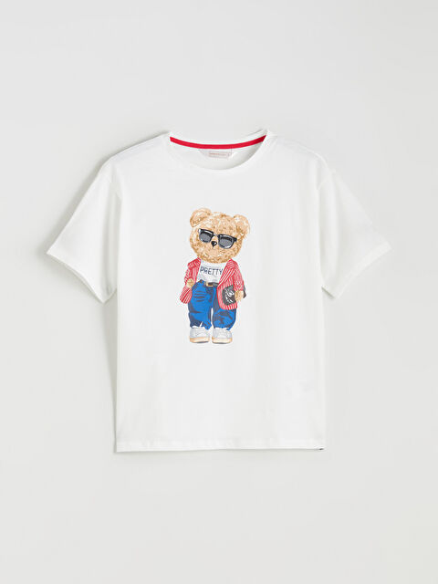 LCW DREAM Bisiklet Yaka Ayı Teddy Baskılı Kadın Pijama Üstü - S5S506Z8-FDU