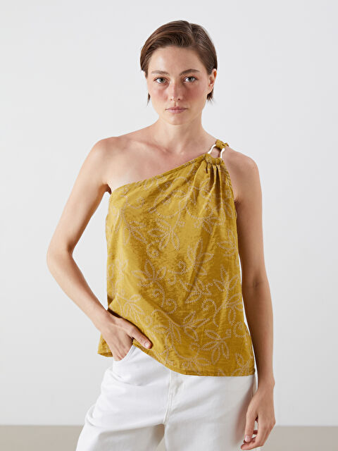 LCW Vision Tek Omuz Nakışlı Büzgülü Bluz - S5S512Z8-GBK