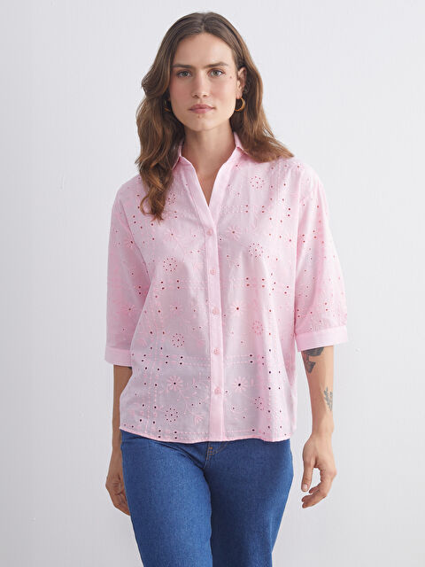 LCWAIKIKI Classic Ajurlu Brode Kadın Gömlek - S5S516Z8-14N