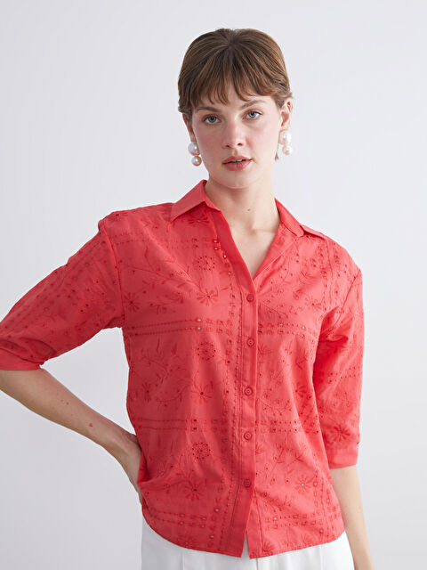 LCWAIKIKI Classic Hole-Knitted Broderie Women's Shirt - S5S516Z8-97I