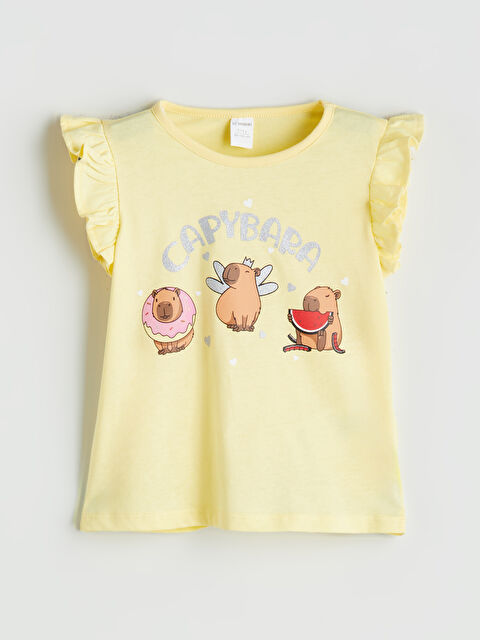 LCW Kids Bisiklet Yaka Baskılı Kız Çocuk Tişört - S5S541Z1-FRN